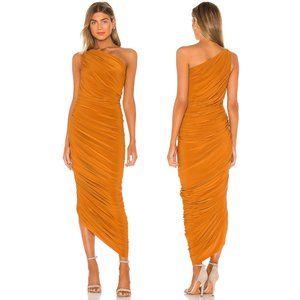 NEW Norma Kamali Diana Gown in Bronze Orange Large L Silk Satin Midi Maxi Dress